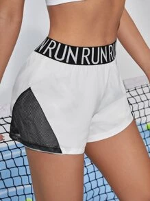 Quần Shorts Thể thao Nữ Túi Ruy băng Lá thư - trắng - Xem 4