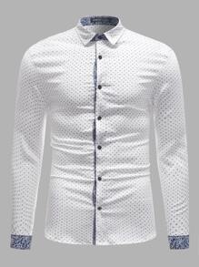 Manfinity VCAY Áo sơ mi Nam Nút phía trước Tất cả trên in Công việc - trắng - Xem 3