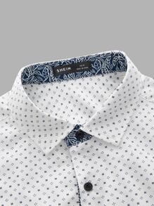 Manfinity VCAY Áo sơ mi Nam Nút phía trước Tất cả trên in Công việc - trắng - Xem 4