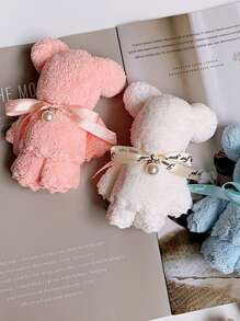 1入組泰迪熊設計隨機手巾可愛絨布毛絨手巾毛巾禮品家用吸水毛巾