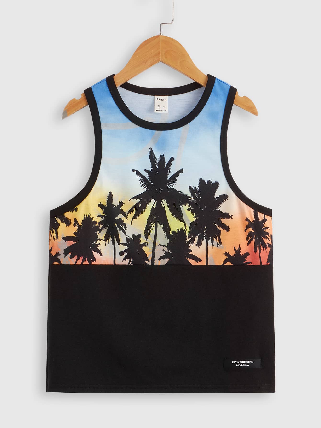 SHEIN Tanks Bé Trai Tương phản ràng buộc Nhiệt đới Boho - Nhiều màu - Xem 1