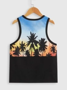 SHEIN Tanks Bé Trai Tương phản ràng buộc Nhiệt đới Boho - Nhiều màu - Xem 2