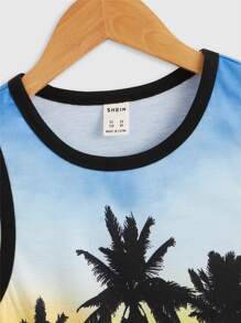 SHEIN Tanks Bé Trai Tương phản ràng buộc Nhiệt đới Boho - Nhiều màu - Xem 3
