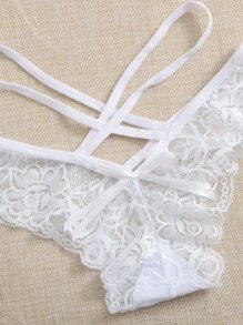 3pack Floral Lace Cross Panty Lingerie - Multicolor - View 5