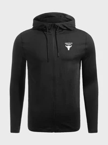 Fitness Áo khoác thể thao có mũ trùm đầu họa tiết chữ Boyfriend Style dành cho nam, áo tập luyện - màu đen - Xem 5