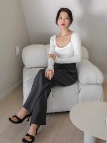 DAZY 罗纹针织插肩袖毛衣，秋装