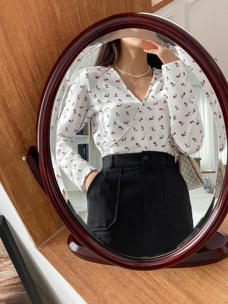 Ditsy Floral Surplice Neck Tee