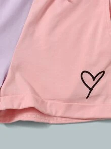 SHEIN Bộ hai mảnh Gái Thắt nút Túi Khối Màu Tim Giải trí - Màu Lilac Tím - Xem 4