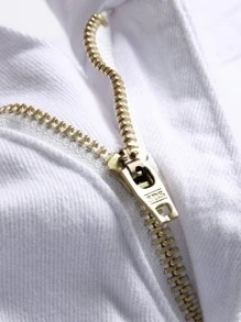 Manfinity LEGND Hombres Shorts en mezclilla algodón desgarro con cremallera - Blanco - Ver 5