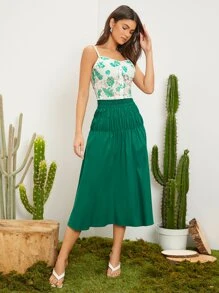 SHEIN VCAY 紐扣開襟熱帶圖案蕾絲吊帶上衣 - 彩色 - 查看 3