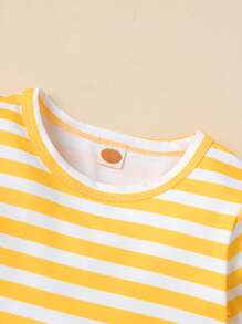 Bebé niño Camiseta de rayas con dinosaurio de tira - Multicolor - Ver 3