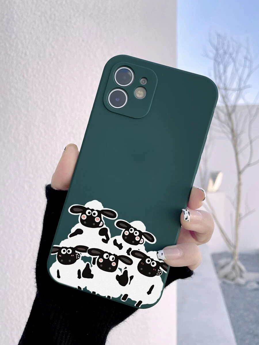 Funda para móvil con estampado de oveja de dibujos animados - Verde Oscuro - Ver 1
