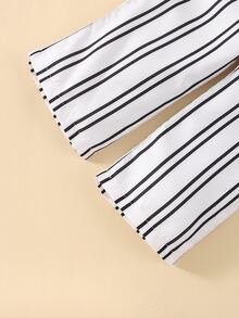 嬰兒荷葉邊短款上衣和條紋圖案腰帶長褲 - 白色 - 查看 6