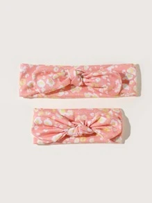2 cái Dây đeo tóc hình hoa văn dành cho cha mẹ-bé - Hồng - Xem 1