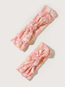 2 cái Dây đeo tóc hình hoa văn dành cho cha mẹ-bé - Hồng - Xem 2