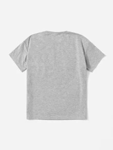 SHEIN Girls Astronaut Print Tee - Light Grey - View 2