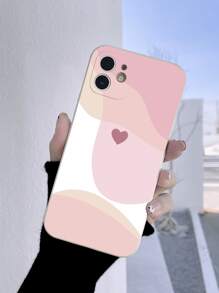 Ốp điện thoại họa tiết trái tim màu hồng, tương thích với iPhone 11, 13, Galaxy A14. - Màu be - Xem 2