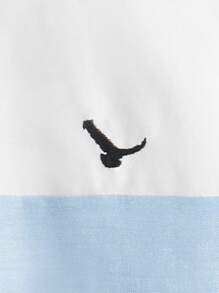 SHEIN Niños Camisa de color combinado con diseño bordado - Azul y blanco - Ver 4