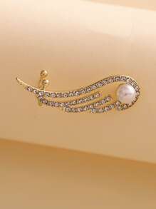 1入組方晶鋯石翅膀裝飾耳環 - 金黃色 - 查看 3