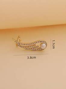 1入組方晶鋯石翅膀裝飾耳環 - 金黃色 - 查看 4