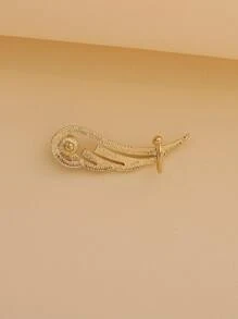 1入組方晶鋯石翅膀裝飾耳環 - 金黃色 - 查看 5