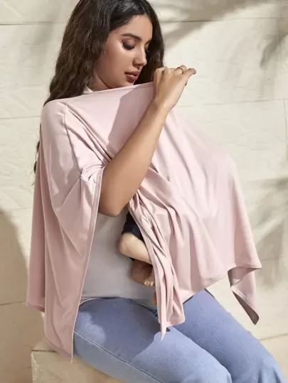 Cozy Pixies 1 件粉色透气哺乳罩，适合母乳喂养，柔软套头哺乳披肩，适合婴儿喂奶