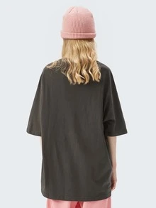 1入組素色落肩T恤 - 深灰色 - 查看 2