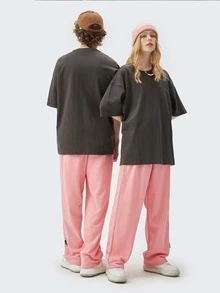 1入組素色落肩T恤 - 深灰色 - 查看 4