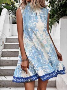 Aveloria Floral Print Ruffle Hem Dress - Multicolor - View 5