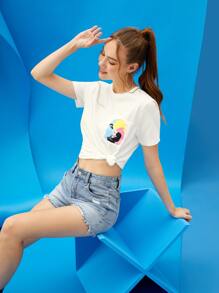 Sivan Karim Figure Graphic Patch Pocket Tee - White - View 1