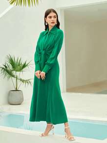 Mulvari Vestido con nudo delantero cuello cuello - Verde - Ver 6