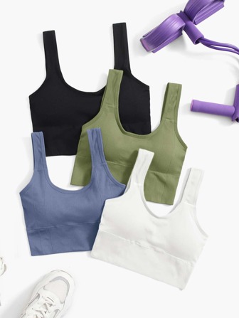 4 pezzi Reggiseni sportivi supporto medio senza cuciture