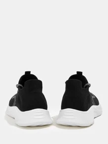 Cuccoo Lace-up Front Knit Wide Fit Running Shoes - Black - View 6