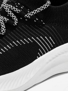 Cuccoo Lace-up Front Knit Wide Fit Running Shoes - Black - View 3