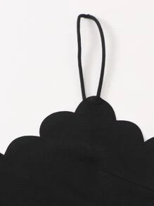 SHEIN VCAY Plus Scallop Trim Cami Top & Paperbag Waist Striped Shorts - Multicolor - View 4