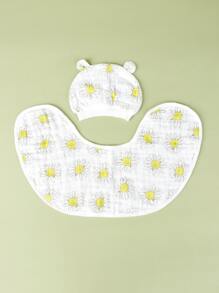 1 bộ yếm họa tiết hoạt hình cho bé và 1 bộ mũ - Nhiều màu - Xem 1