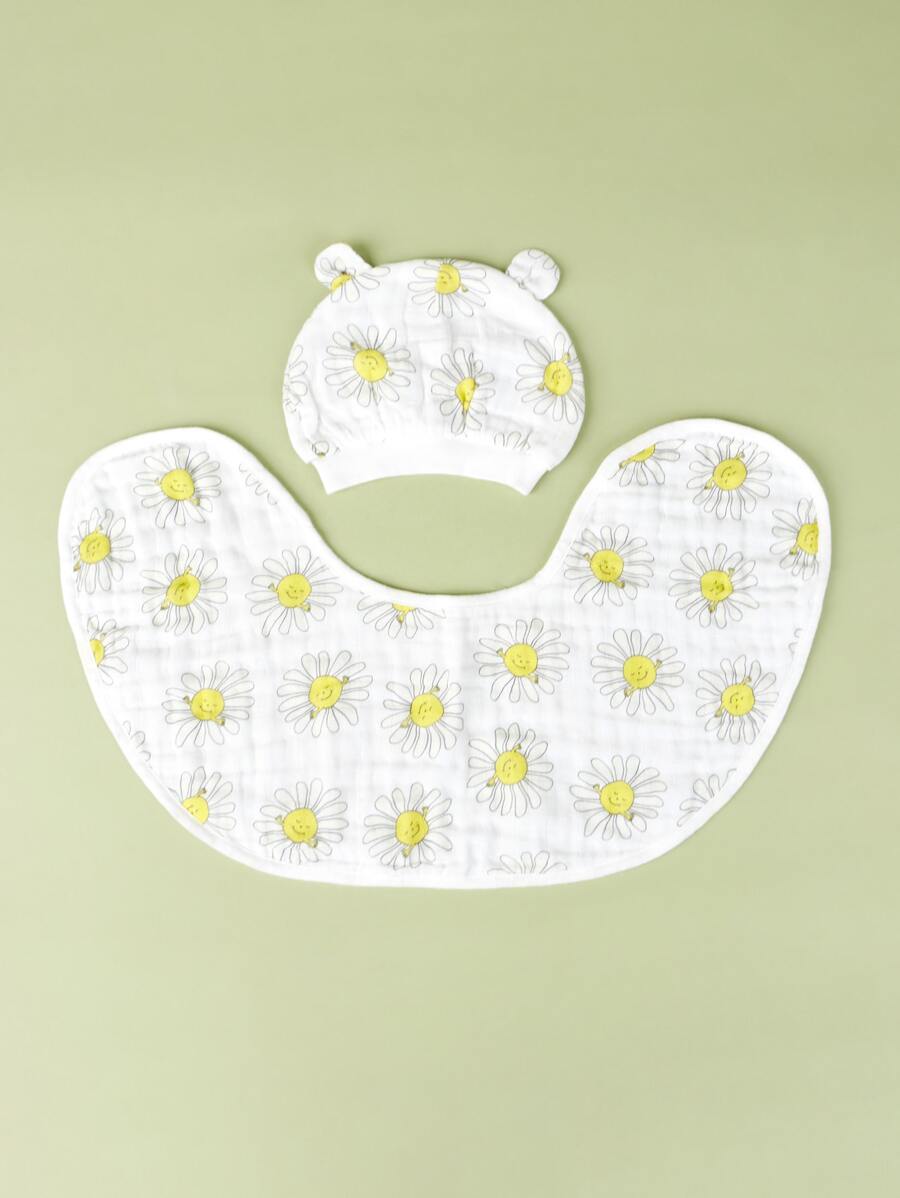 1 bộ yếm họa tiết hoạt hình cho bé và 1 bộ mũ - Nhiều màu - Xem 1