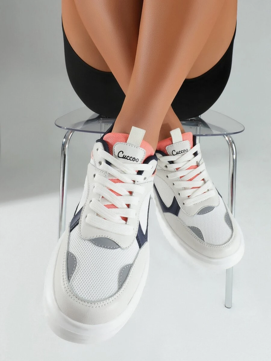 Lace-up Front Knit Wide Fit Skate Shoes - White - View 1
