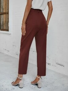 Pantalones a medida de talle alto recortado - Óxido marrón - Ver 2
