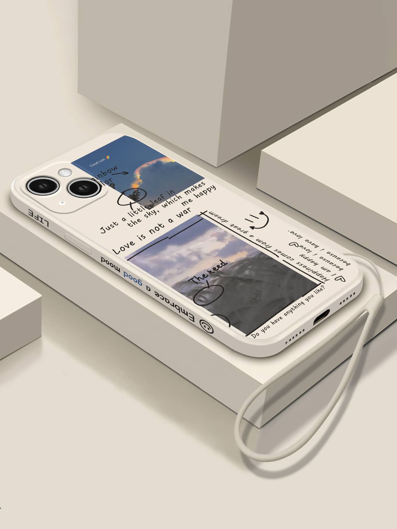 1pc Sky Cube Tpu Side Painting Phone Protective Case, With Hand Strap, Compatible With Iphone 7, 8, 11, 12, 13, 14, Pro, Max, Plus, X, Xr, Xs Max, Se2, Iphone15, 15pro, 15plus, 15promax, Samsung Galaxy A03s, A03core, A04, A12, A13, A14, A21s, A22, A23, A32, A33, A34, A50, A51, A52, A53, A54, A71, A72, A73, S20fe, S21, S21plus, S21ultra, S22, S22plus, S22ultra Compatible With iPhone15/15Plus/15Pro/15Promax