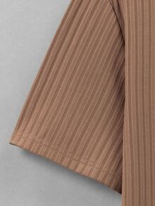 Manfinity Tops Nam Gân đan màu trơn Giải trí - Màu nâu  Mocha - Xem 3