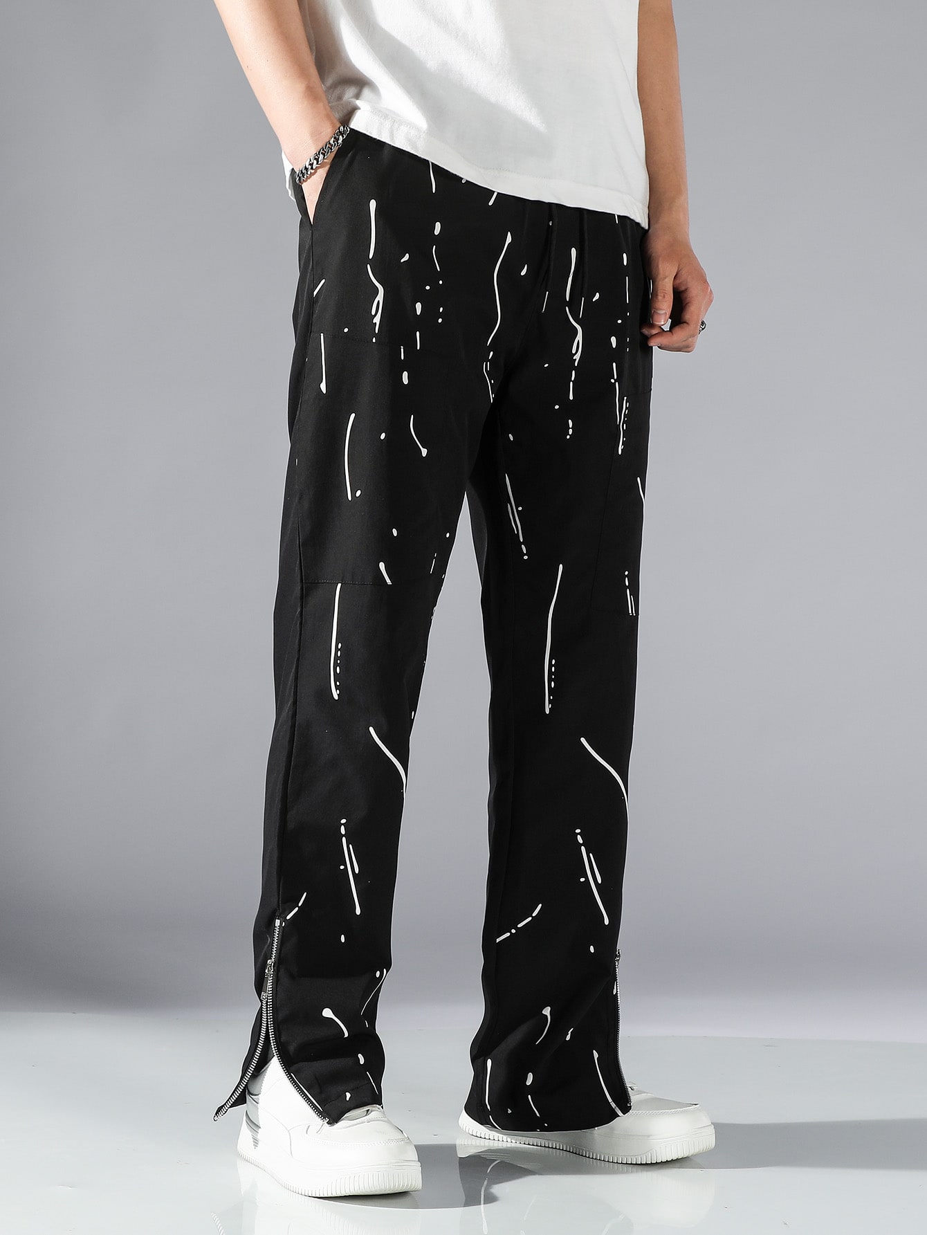 Men Splash Ink Zipper Side Pants SHEIN USA