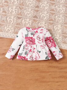 SHEIN Baby Floral Print Flare Hem Top - Multicolor - View 2