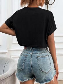 SHEIN Unity Áo thun nữ Cà vạt nhuộm Giải trí - Nhiều màu - Xem 2