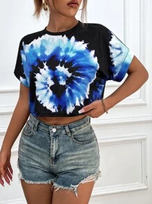 SHEIN Unity Áo thun nữ Cà vạt nhuộm Giải trí - Nhiều màu - Xem 6