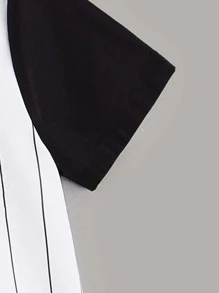 SHEIN Boys Buttoned Front Letter and Striped Shirt - White - View 3