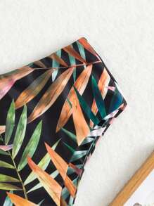 Braga de bikini de talle alto con estampado de plantas, para verano y vacaciones en la playa - Multicolor - Ver 3