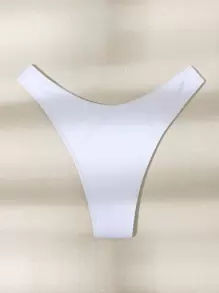 SHEIN Swim Summer Beach Plain Bikini Bottom - White - View 2