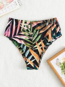 Braga de bikini de talle alto con estampado de plantas, para verano y vacaciones en la playa - Multicolor - Ver 5