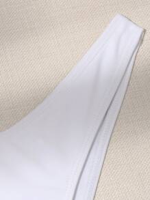 SHEIN Swim Summer Beach Plain Bikini Bottom - White - View 3